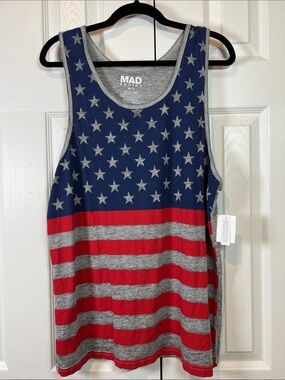 MAD Engine Stars & Stripes Tank Top - Navy, Red, Gray Size S